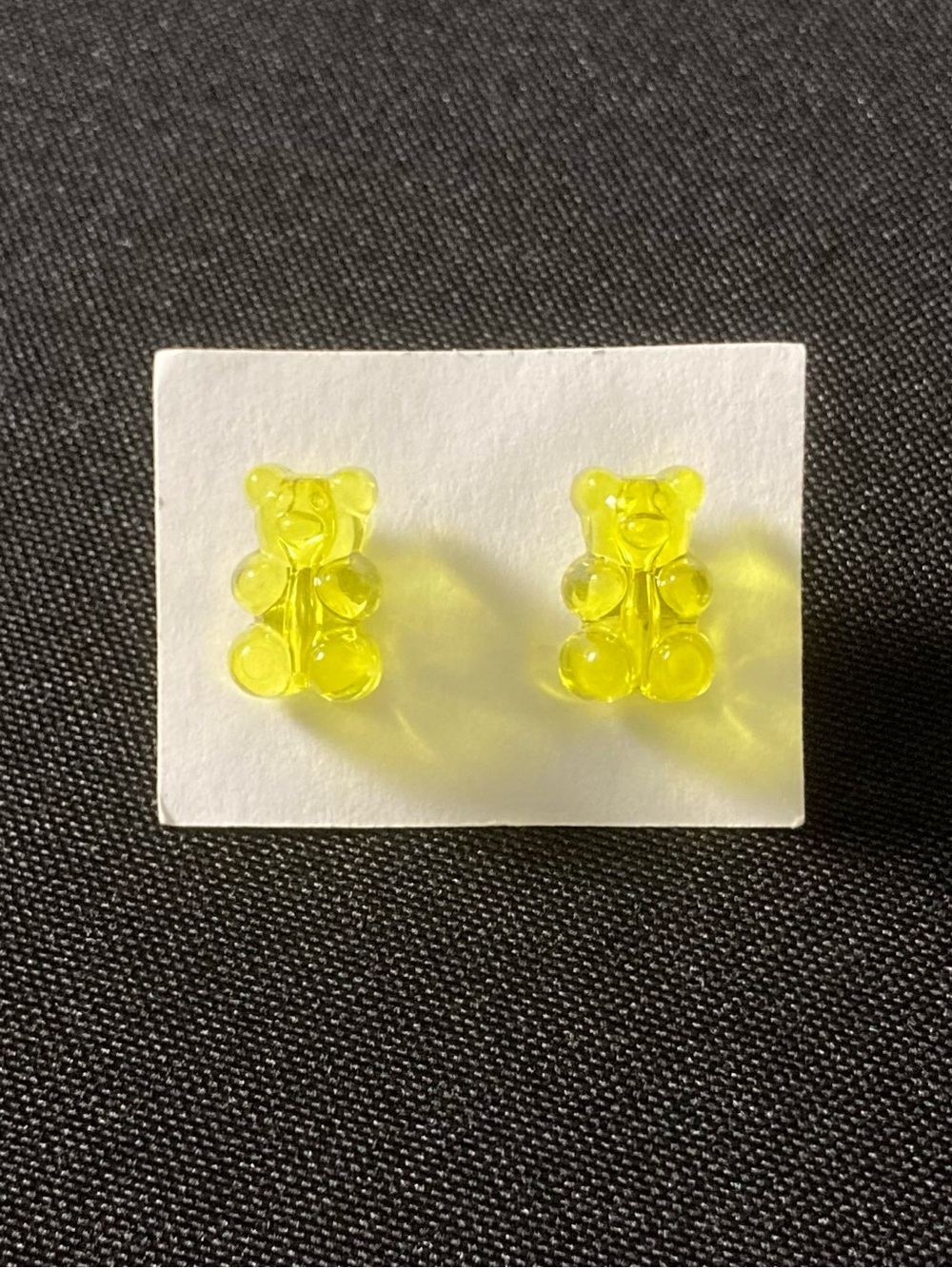 Handmade Yellow Transparent Gummy Bear Stud Earrings